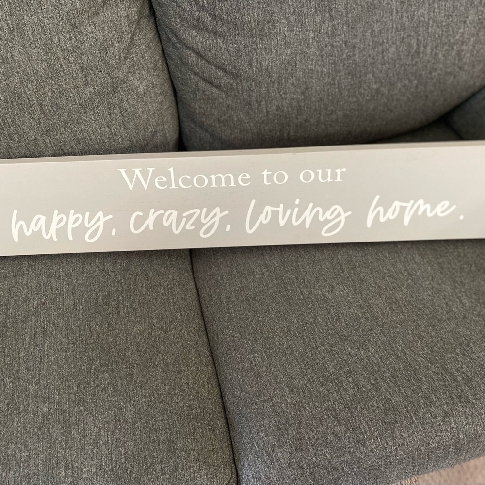 Gray Canvas Wall Art with White Text